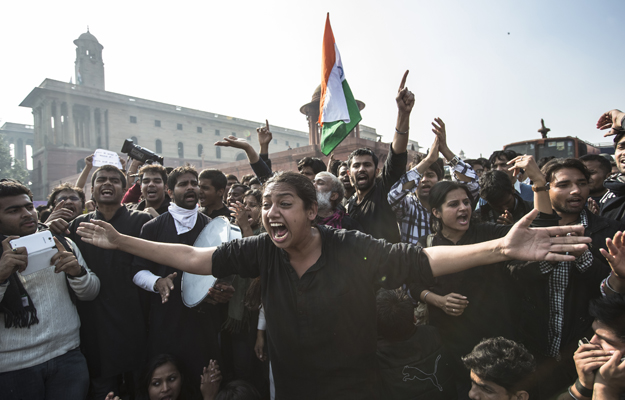 protestors in Delhi